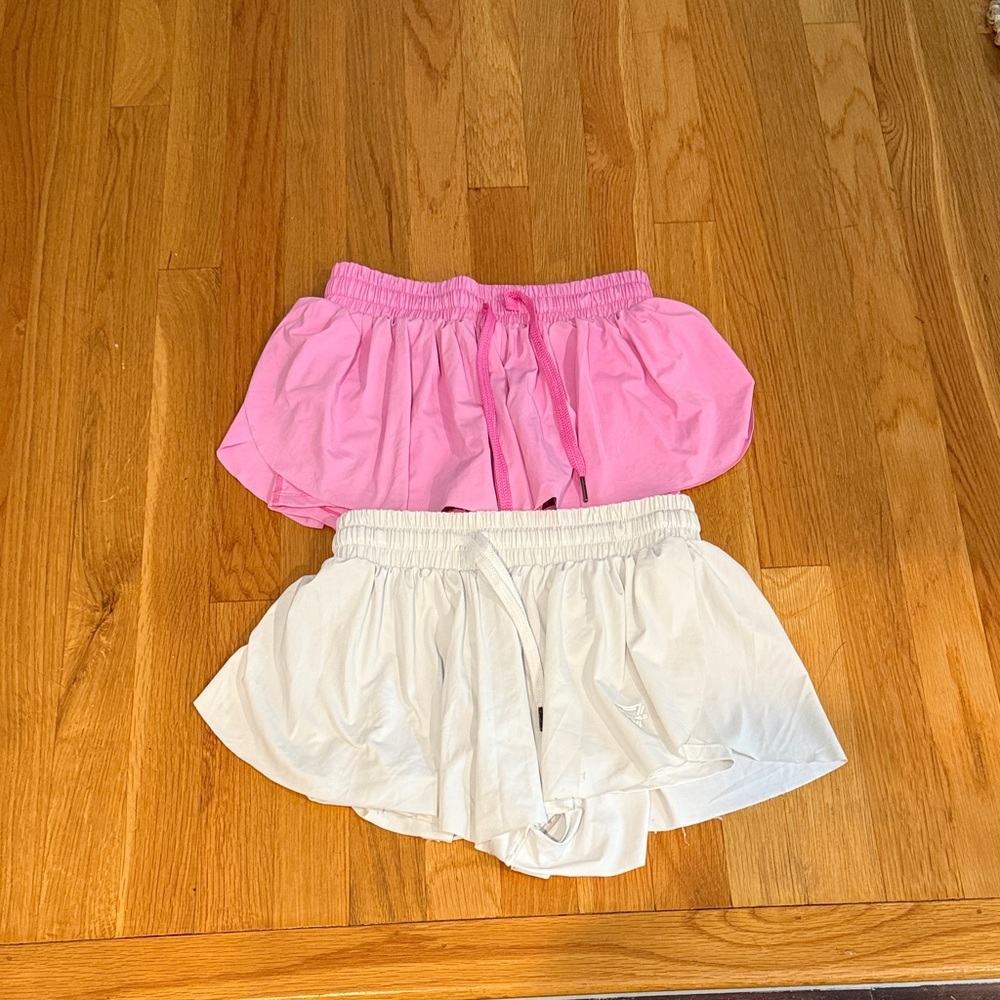 Women's Athletic Shorts in Pink and White